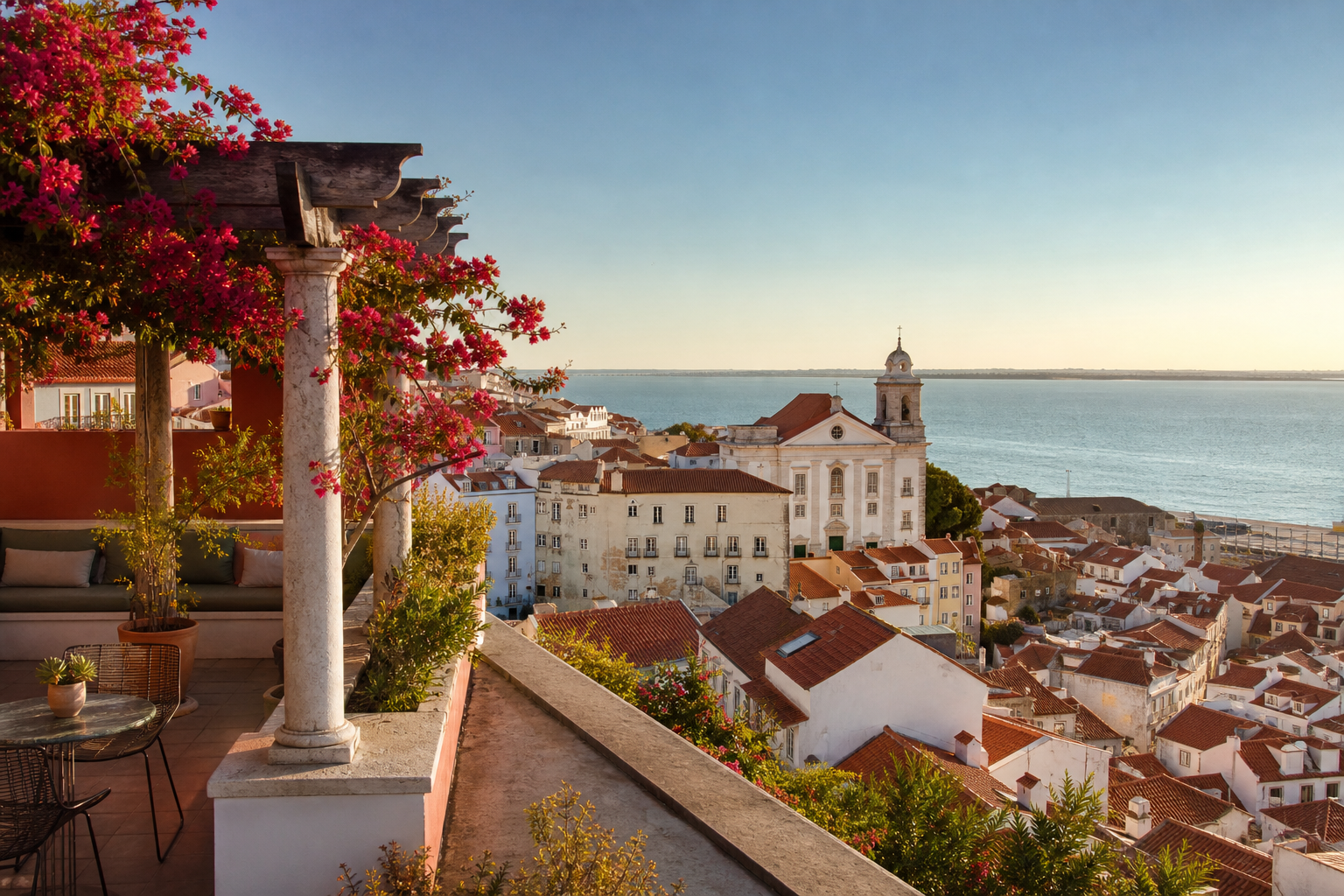 Sunlit view over Lisbon and the Tagus